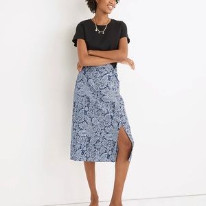 NWOT Madewell Linen-Blend Knotted Midi Skirt in Paisley Garden